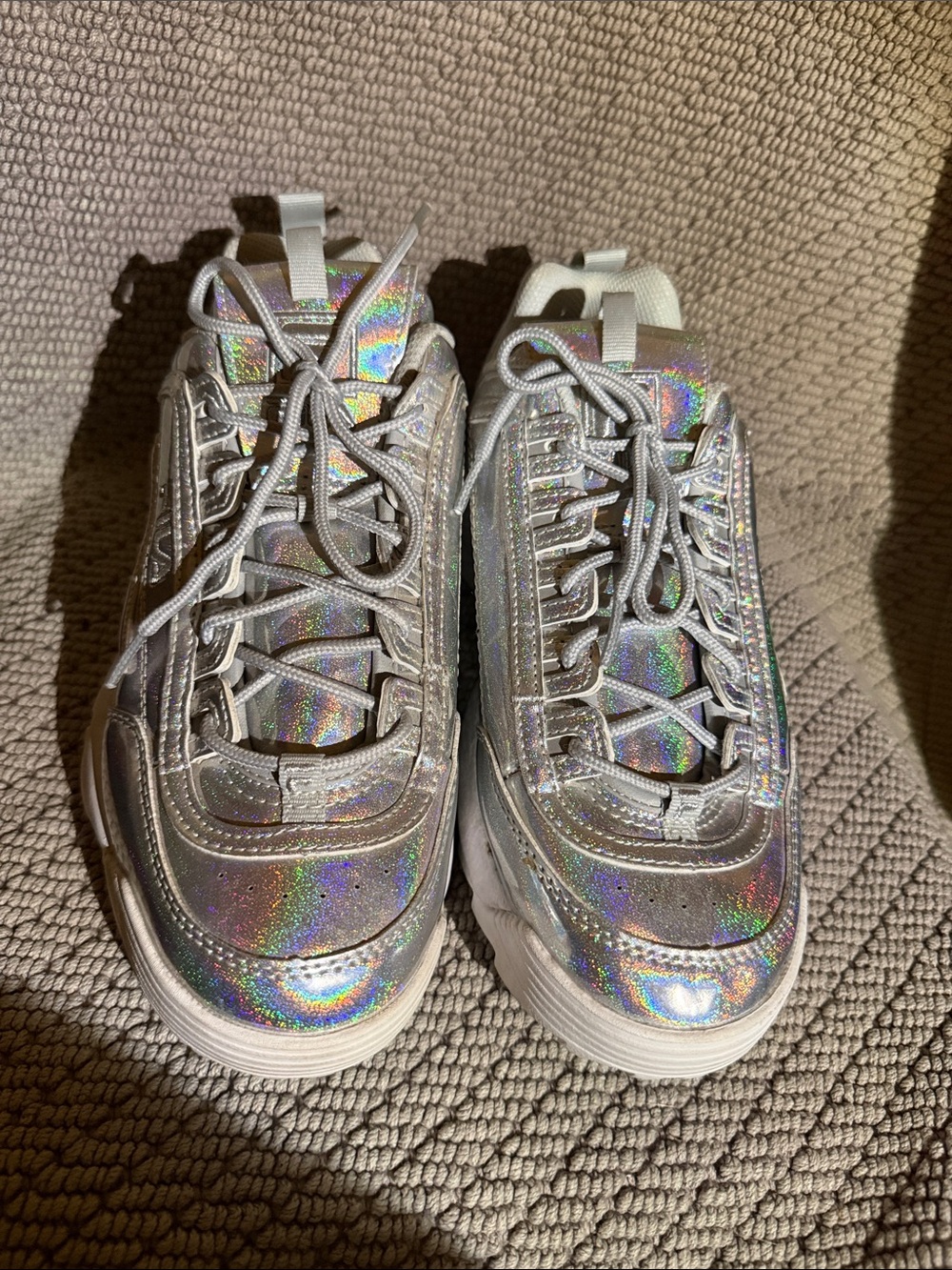 Fila Iridescent Silver Holographic Women's Sneakers